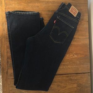 Levi’s dark wash bootcut stretch jeans
